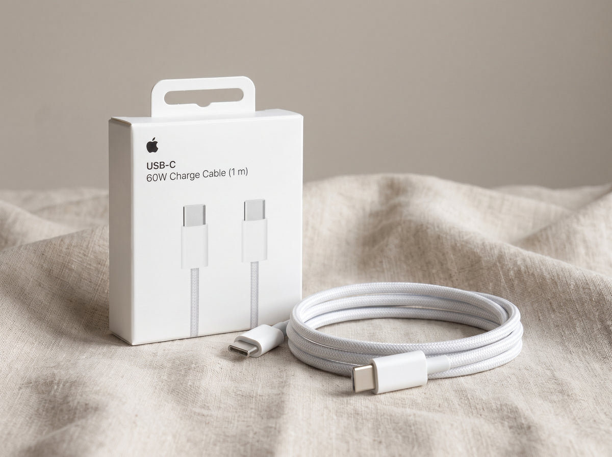 Cable de carga USB-C de Apple (1 m) junto a su caja